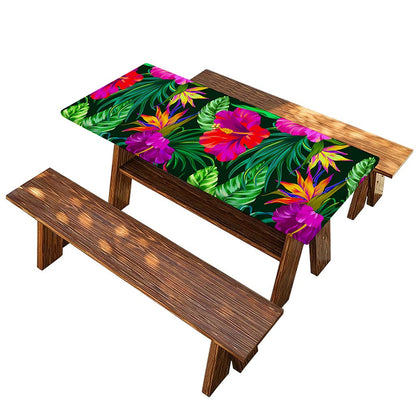 Purple Tropical Pattern Print Picnic Table Cover