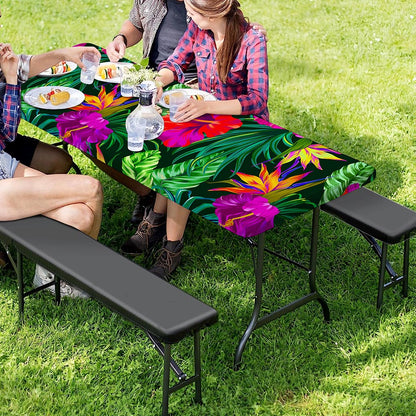 Purple Tropical Pattern Print Picnic Table Cover