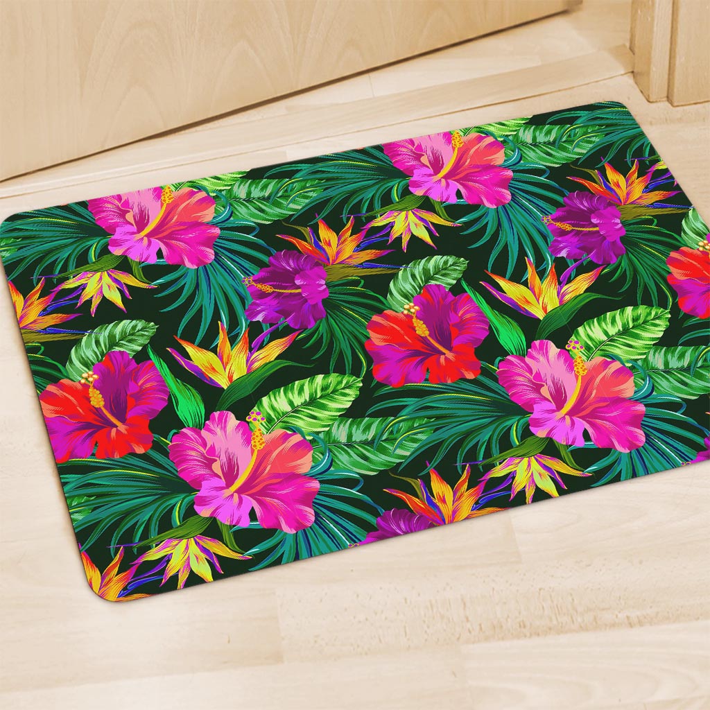 Purple Tropical Pattern Print Polyester Doormat