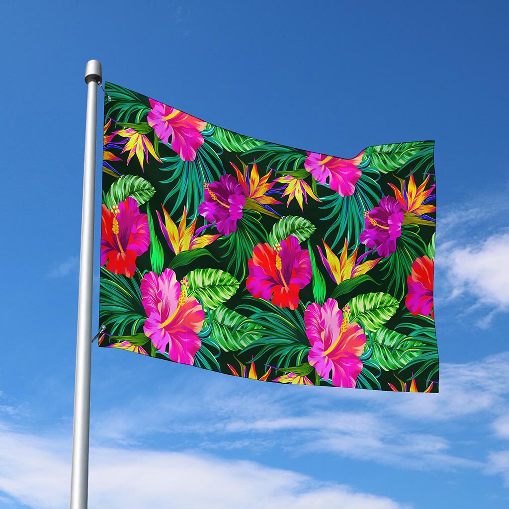 Purple Tropical Pattern Print Polyester Flag