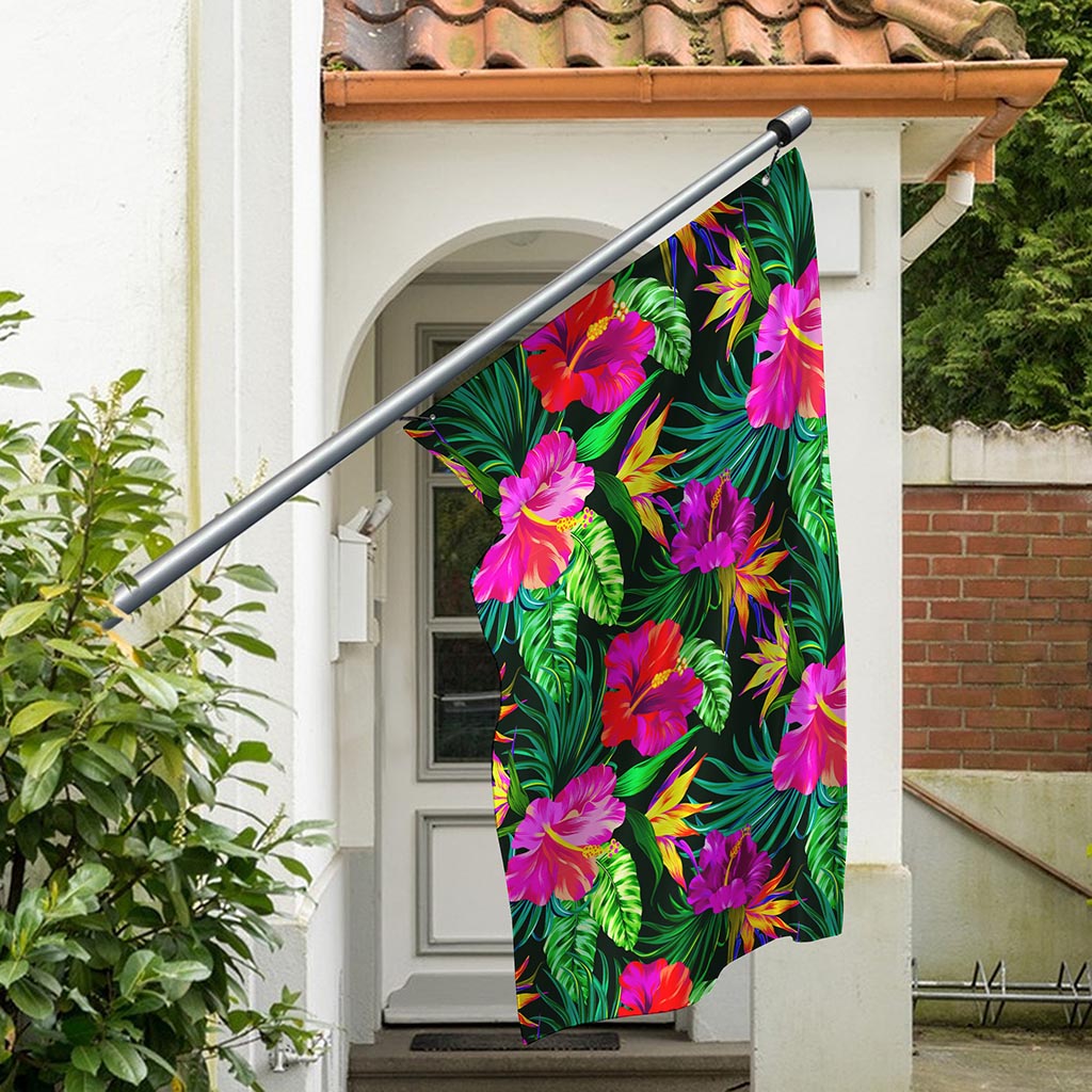 Purple Tropical Pattern Print Polyester Flag