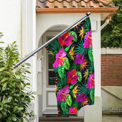 Purple Tropical Pattern Print Polyester Flag