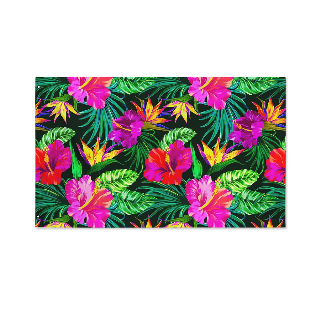 Purple Tropical Pattern Print Polyester Flag