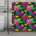 Purple Tropical Pattern Print Polyester Shower Curtain