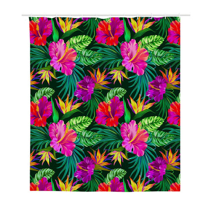 Purple Tropical Pattern Print Polyester Shower Curtain