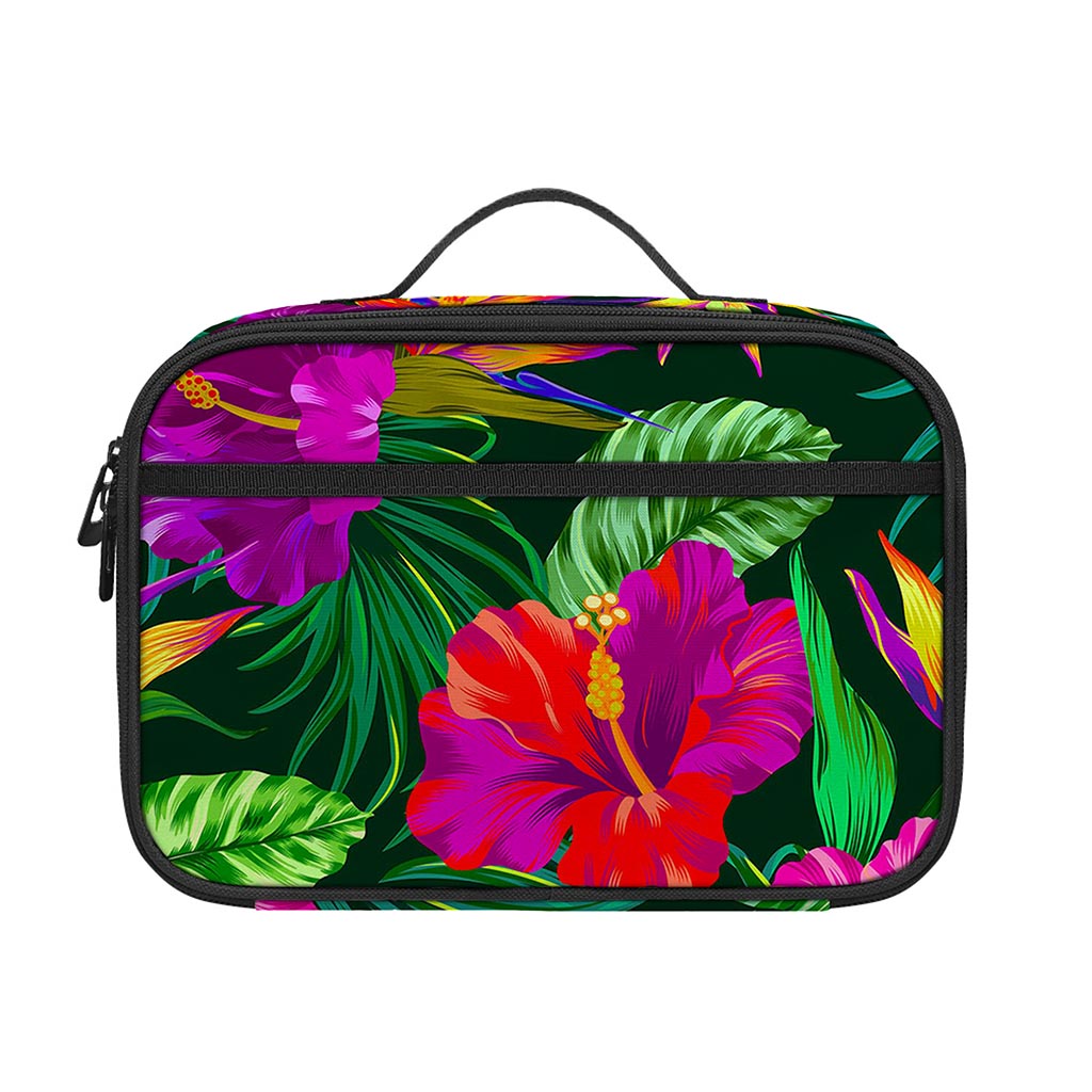 Purple Tropical Pattern Print Portable Lunch Bag