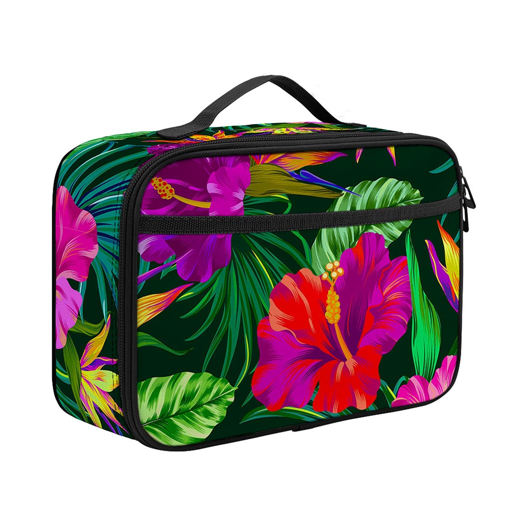 Purple Tropical Pattern Print Portable Lunch Bag