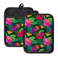 Purple Tropical Pattern Print Pot Holders With Pocket