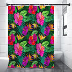 Purple Tropical Pattern Print Premium Shower Curtain