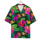 Purple Tropical Pattern Print Rayon Hawaiian Shirt