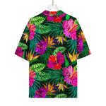 Purple Tropical Pattern Print Rayon Hawaiian Shirt