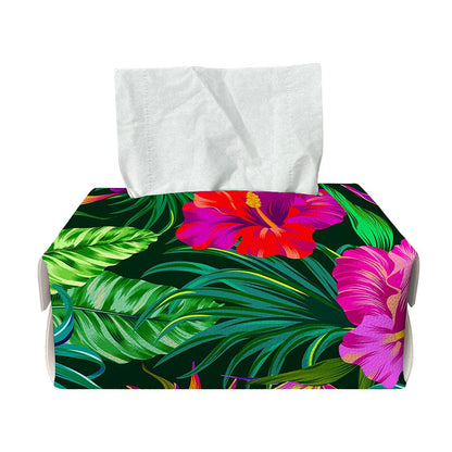 Purple Tropical Pattern Print Rectangle Tissue Box Cover