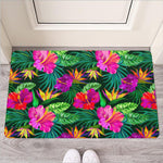 Purple Tropical Pattern Print Rubber Doormat