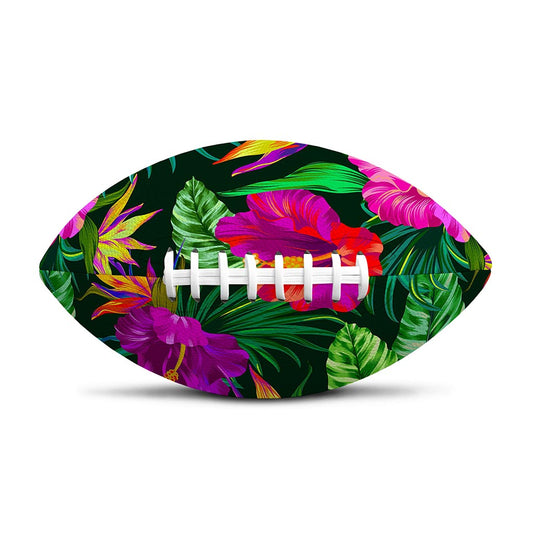 Purple Tropical Pattern Print Rugby Ball