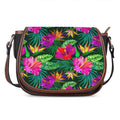 Purple Tropical Pattern Print Saddle Bag
