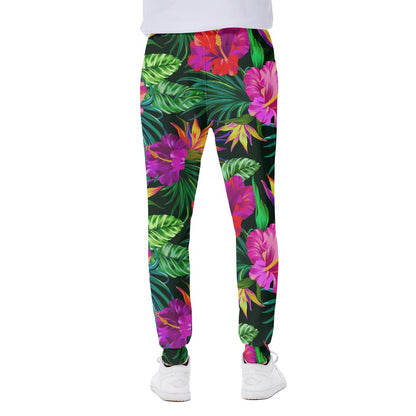 Purple Tropical Pattern Print Scuba Joggers