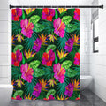 Purple Tropical Pattern Print Shower Curtain