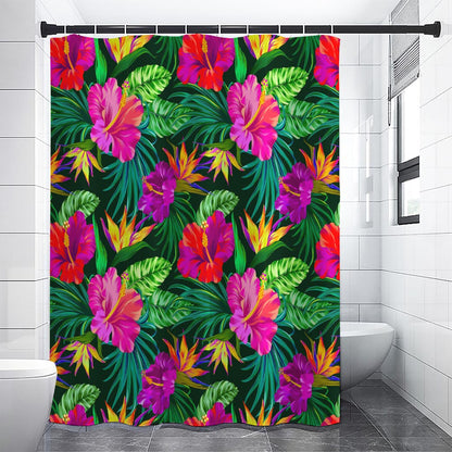 Purple Tropical Pattern Print Shower Curtain