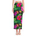 Purple Tropical Pattern Print Side Slit Maxi Skirt