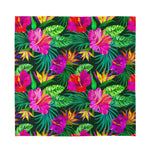 Purple Tropical Pattern Print Silk Bandana
