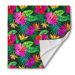 Purple Tropical Pattern Print Silk Bandana