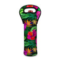 Purple Tropical Pattern Print Single Neoprene Wine Tote