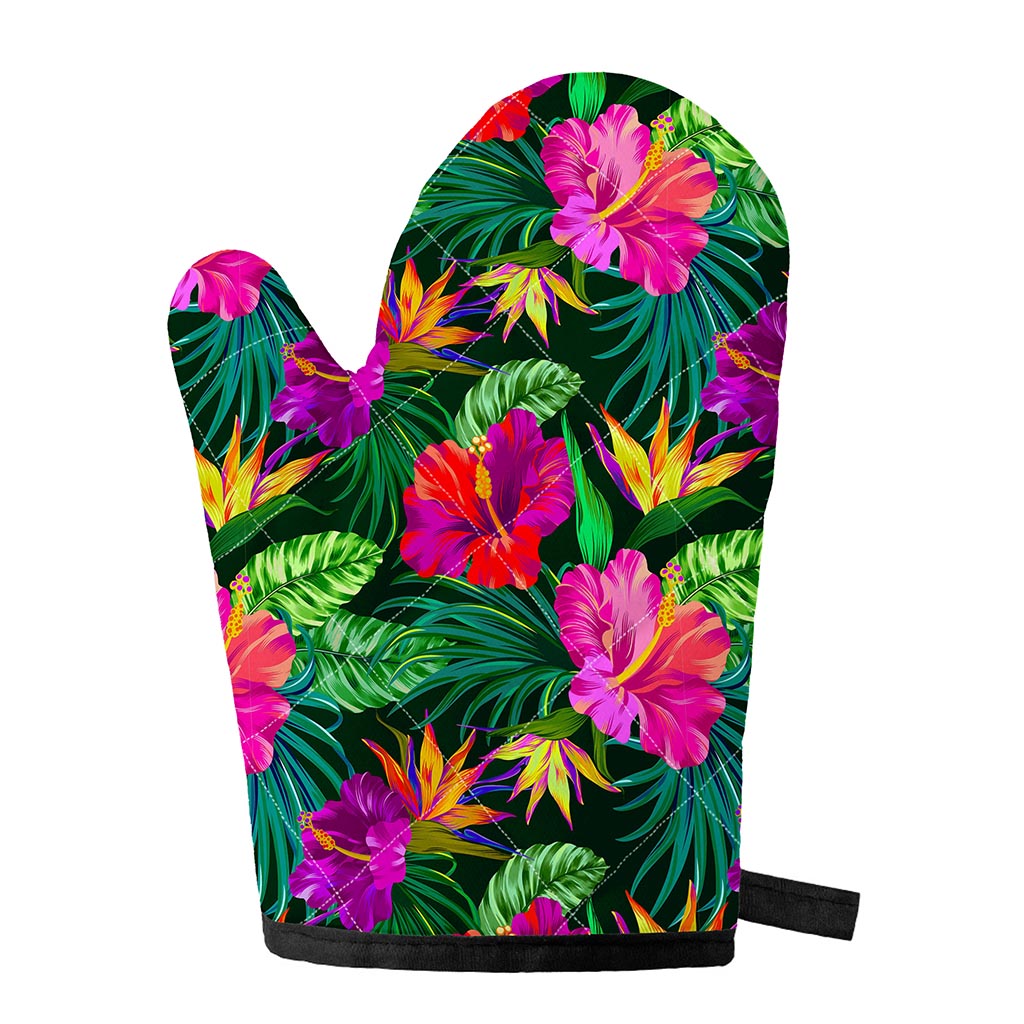 Purple Tropical Pattern Print Single Oven Mitt