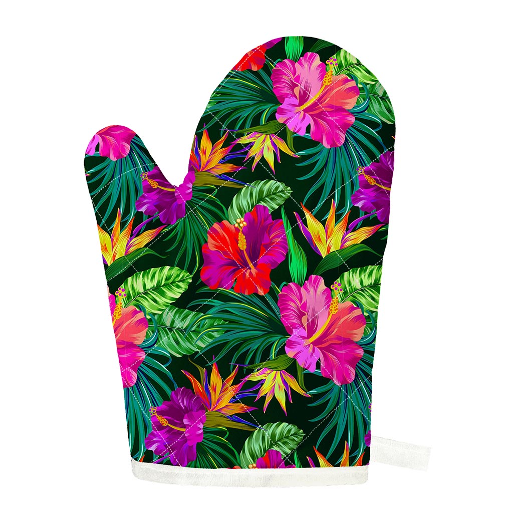 Purple Tropical Pattern Print Single Oven Mitt