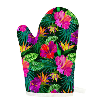 Purple Tropical Pattern Print Single Oven Mitt