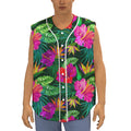 Purple Tropical Pattern Print Sleeveless Baseball Jersey