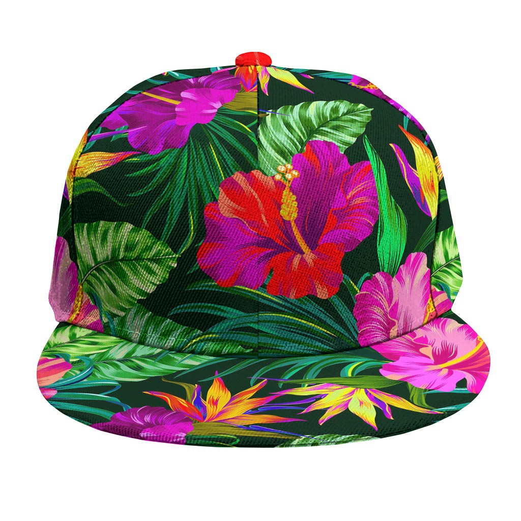 Purple Tropical Pattern Print Snapback Cap