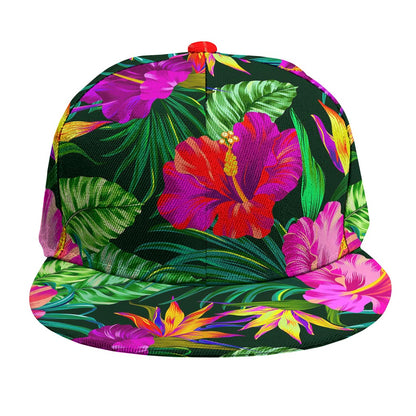 Purple Tropical Pattern Print Snapback Cap