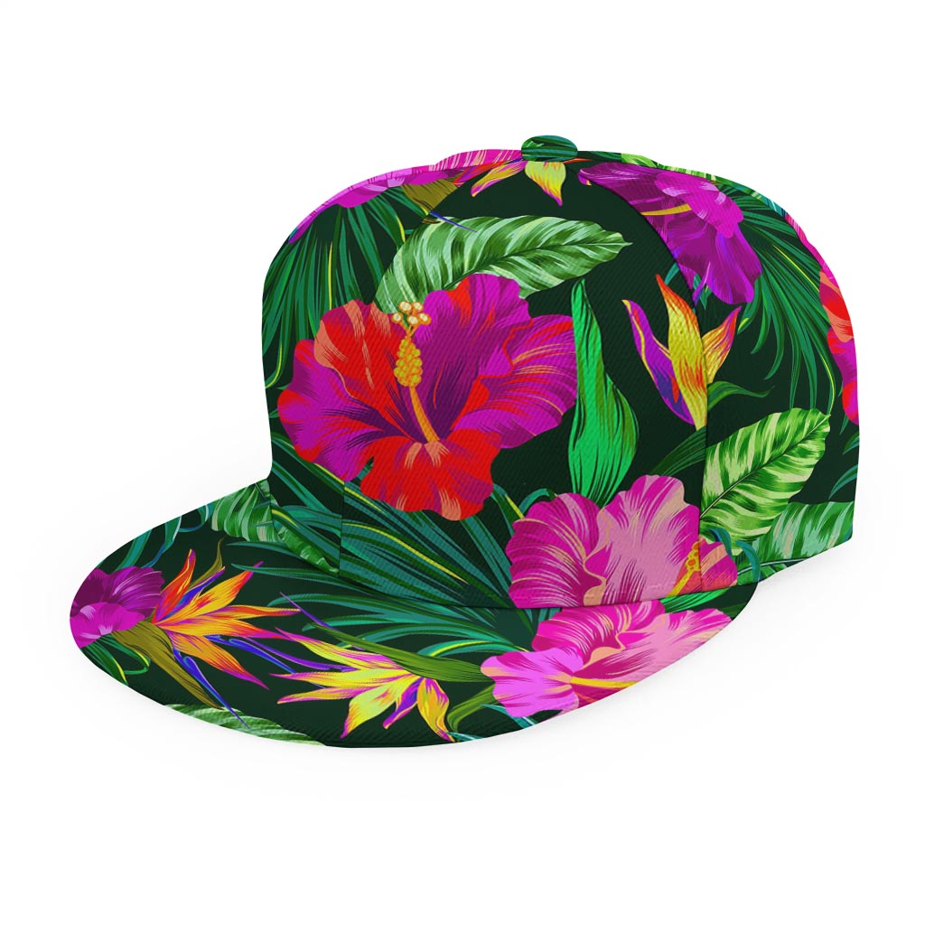 Purple Tropical Pattern Print Snapback Cap