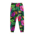 Purple Tropical Pattern Print Sweatpants