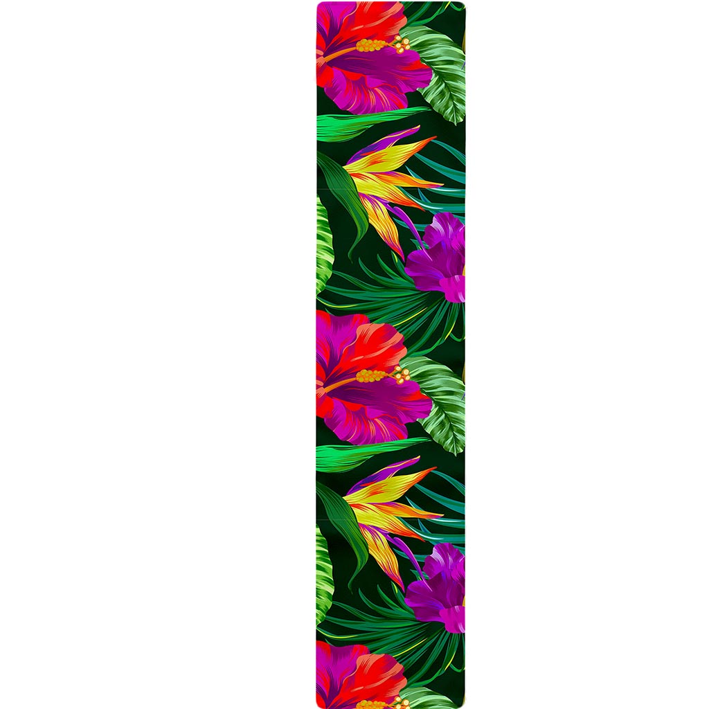Purple Tropical Pattern Print Table Runner