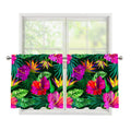 Purple Tropical Pattern Print Tier Curtains