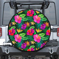 Purple Tropical Pattern Print Tire Cover