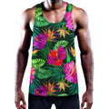Purple Tropical Pattern Print Men's Workout Tank Top