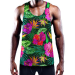 Purple Tropical Pattern Print Training Tank Top
