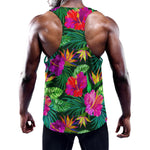 Purple Tropical Pattern Print Training Tank Top