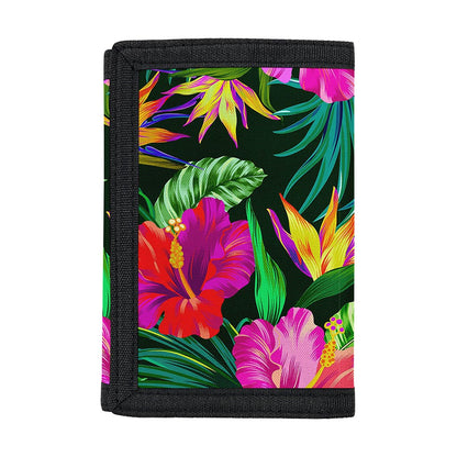 Purple Tropical Pattern Print Trifold Wallet