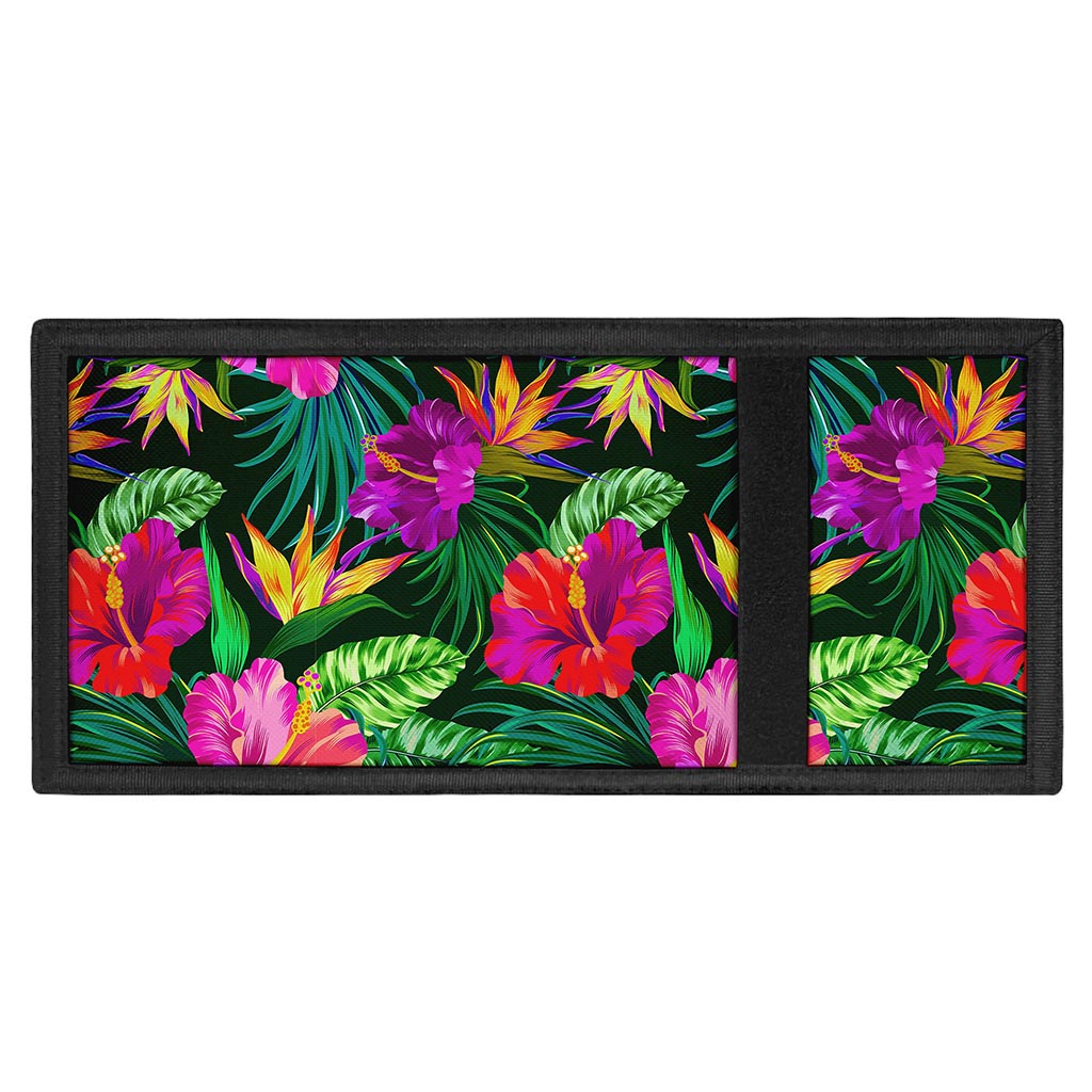 Purple Tropical Pattern Print Trifold Wallet