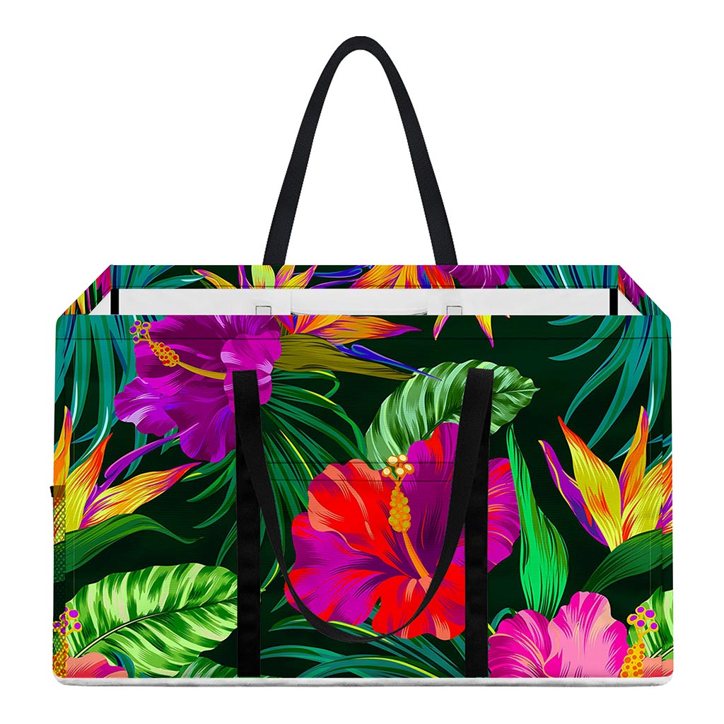 Purple Tropical Pattern Print Utility Tote Bag