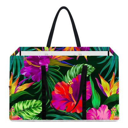 Purple Tropical Pattern Print Utility Tote Bag