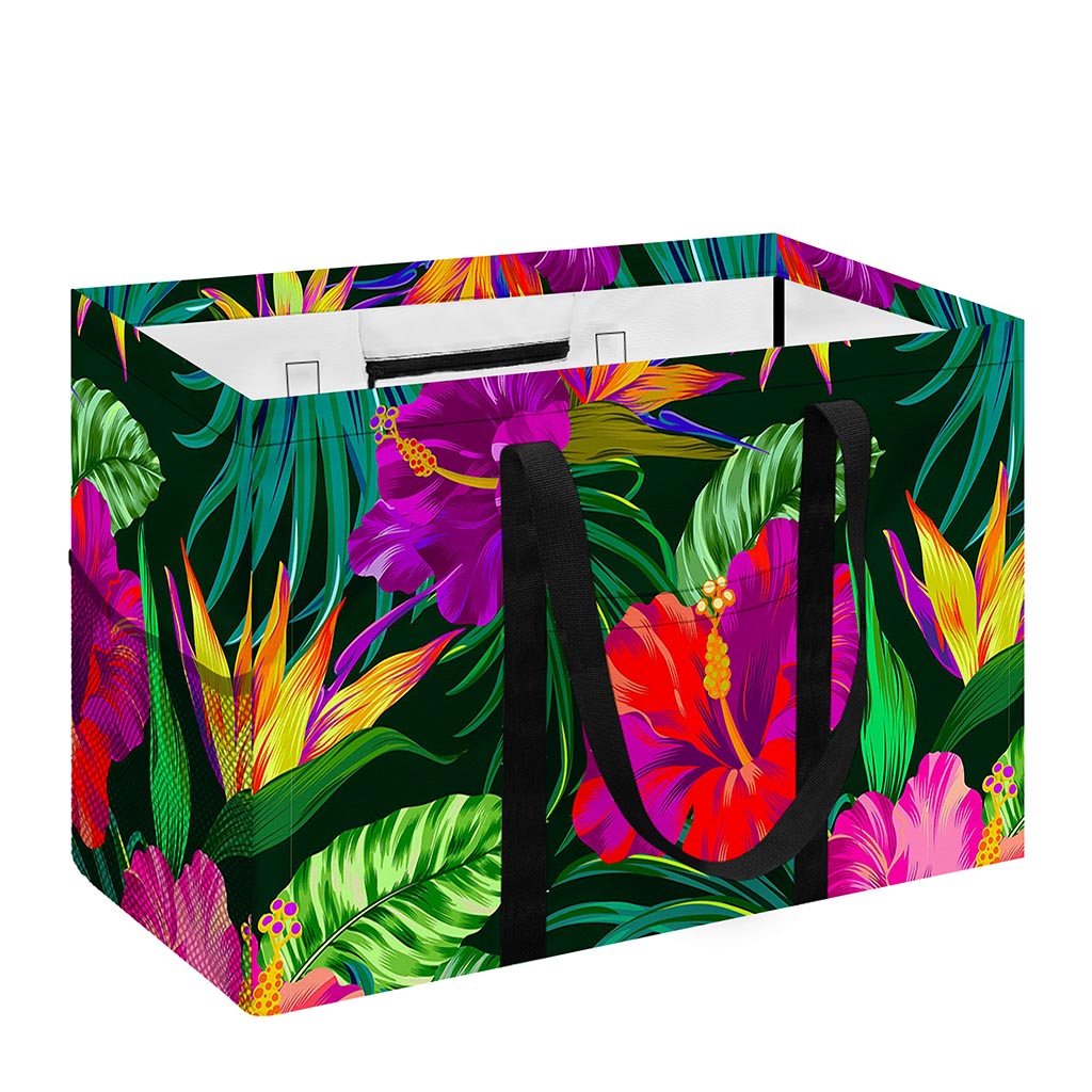 Purple Tropical Pattern Print Utility Tote Bag