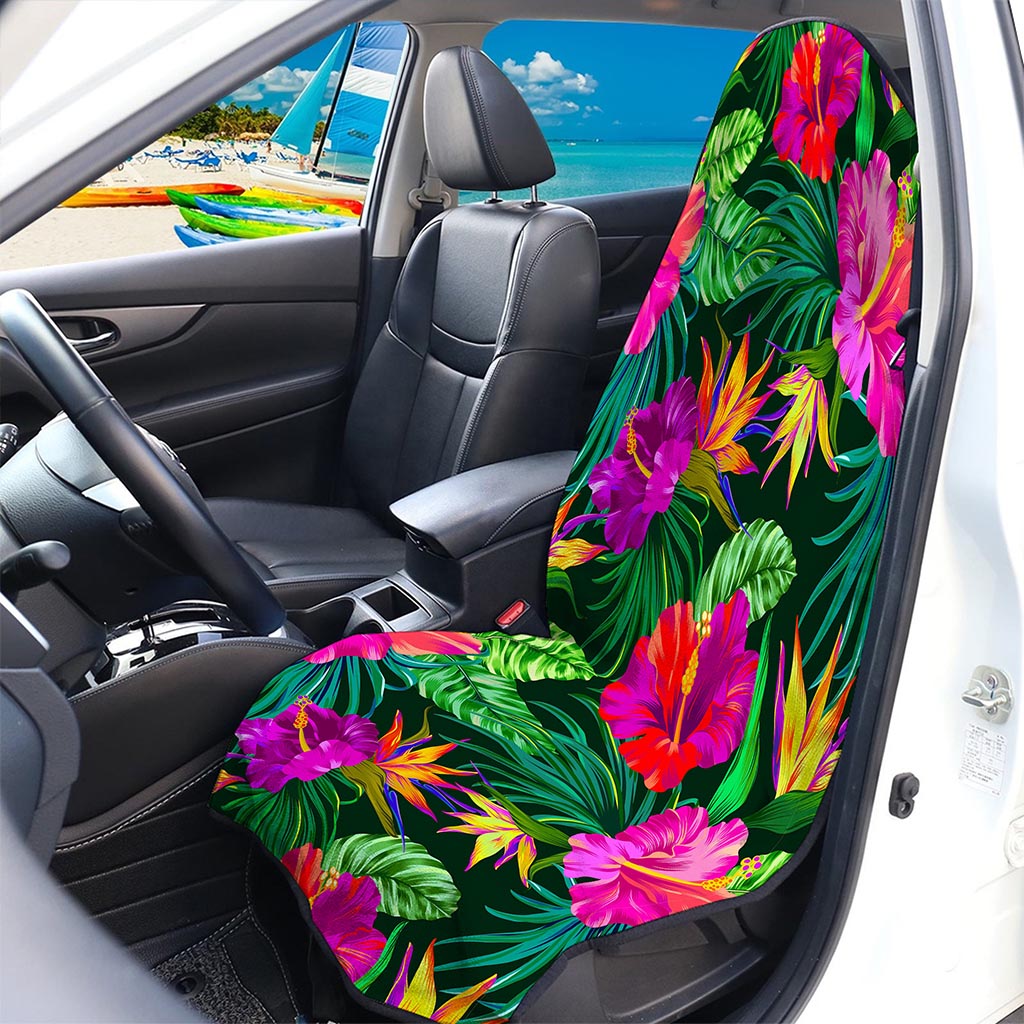 Purple Tropical Pattern Print Waterproof Car Seat Cover