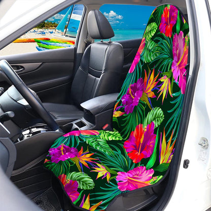 Purple Tropical Pattern Print Waterproof Car Seat Cover