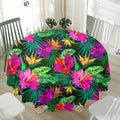 Purple Tropical Pattern Print Waterproof Round Tablecloth