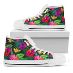 Purple Tropical Pattern Print White High Top Sneakers