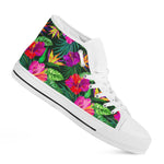 Purple Tropical Pattern Print White High Top Sneakers